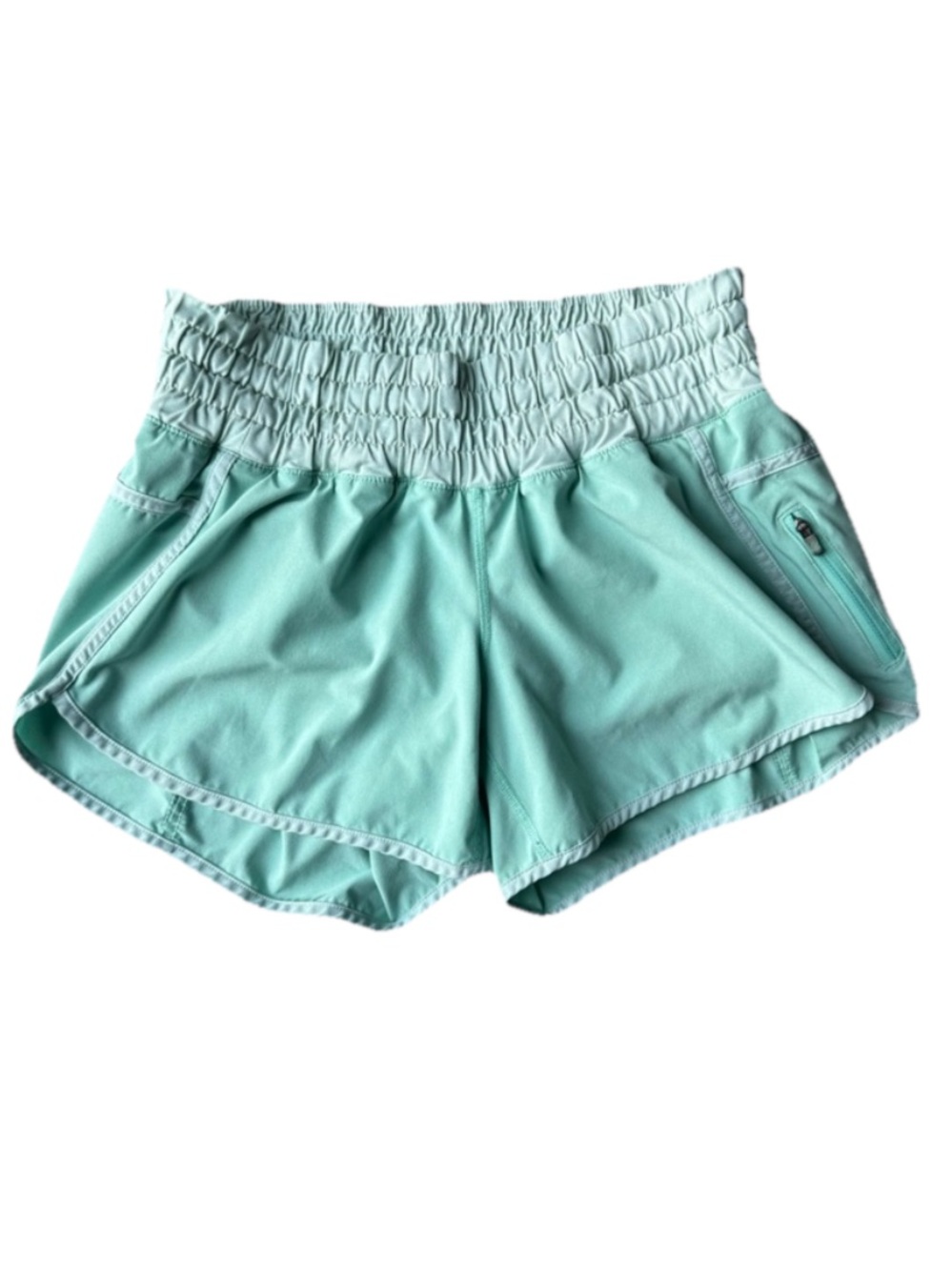 Lululemon Tracker Low Rise Mint Green Blue Running Shorts 8